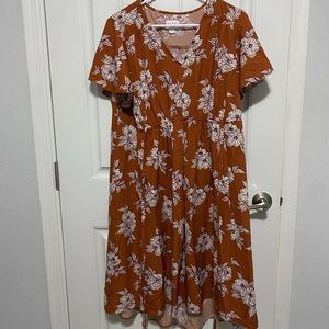 Burnt Orange Floral Dress from Target